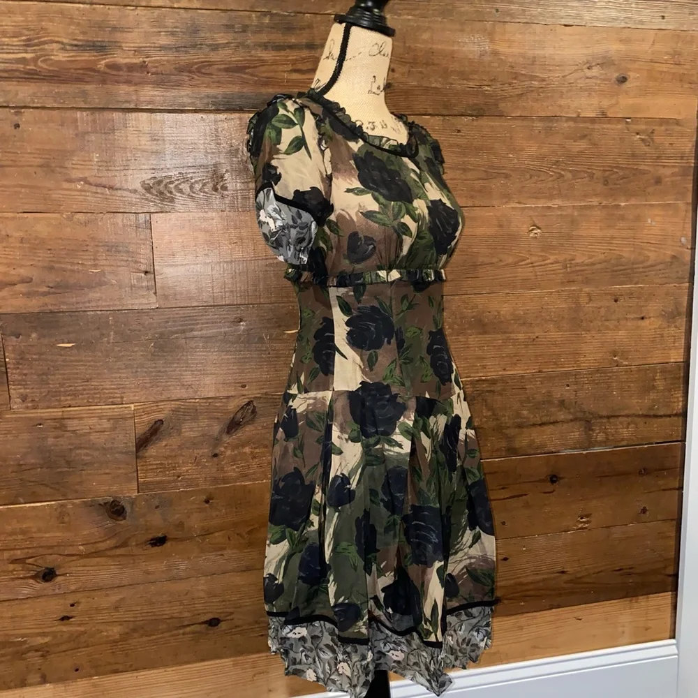 COACH Brown Mixed Print Black Rose Dress - Picture 4 of 6